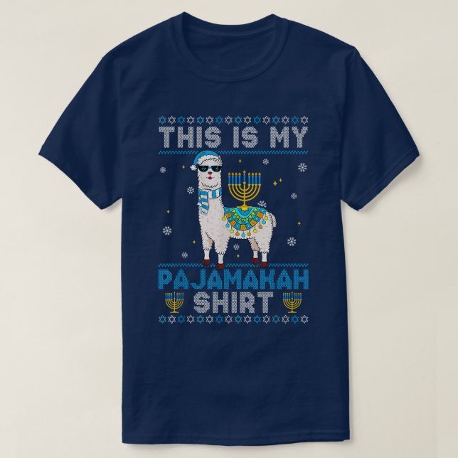T-shirt C'est mon Pajamakah Alpaca Lama Santa Chanukkah  (Design devant)