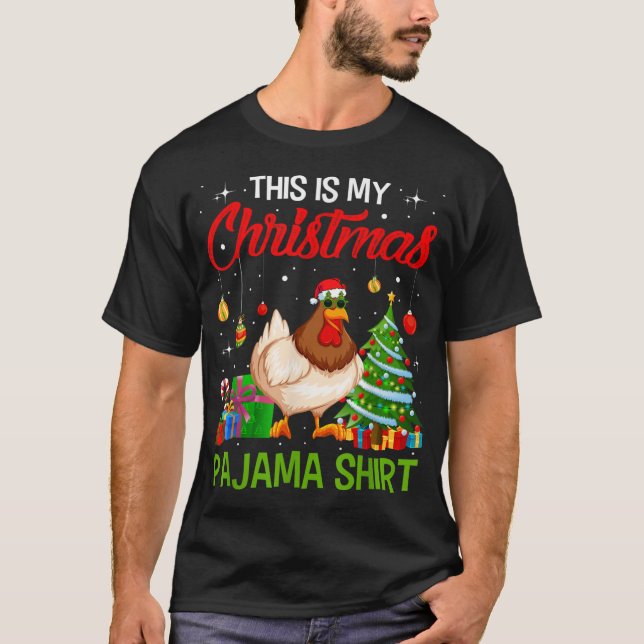 T-shirt C'Est Mon Poulet De Noël Jeu De Lumières Père Noël (Devant)