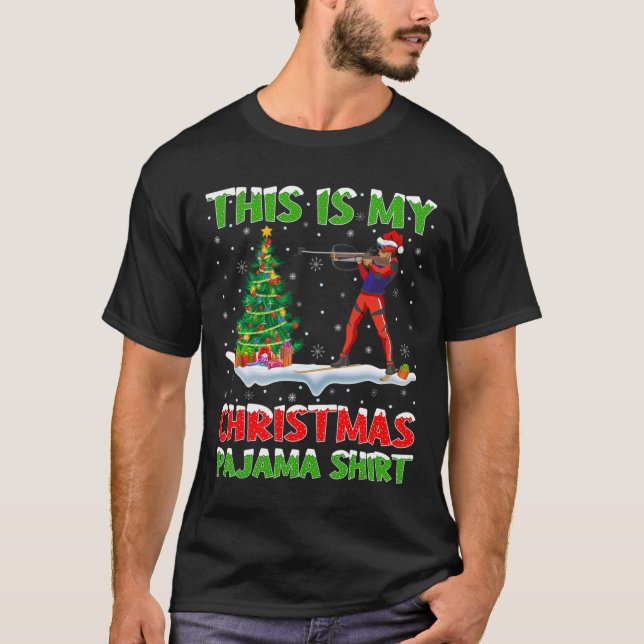T-shirt C'Est Mon Pyjama Chemise De Noël Biathlon Noël (Devant)