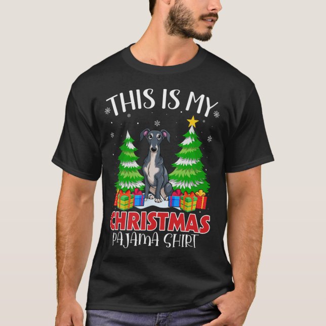 T-shirt C'Est Mon Pyjama De Noël Chien Grise Italien (Devant)