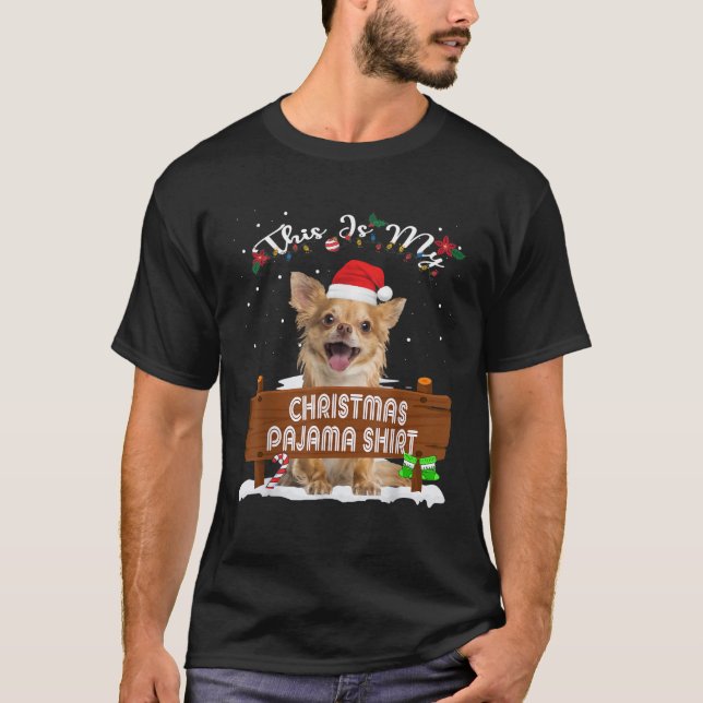 T-shirt C'Est Mon Pyjama De Noël Chihuahua Chien Maman Pap (Devant)