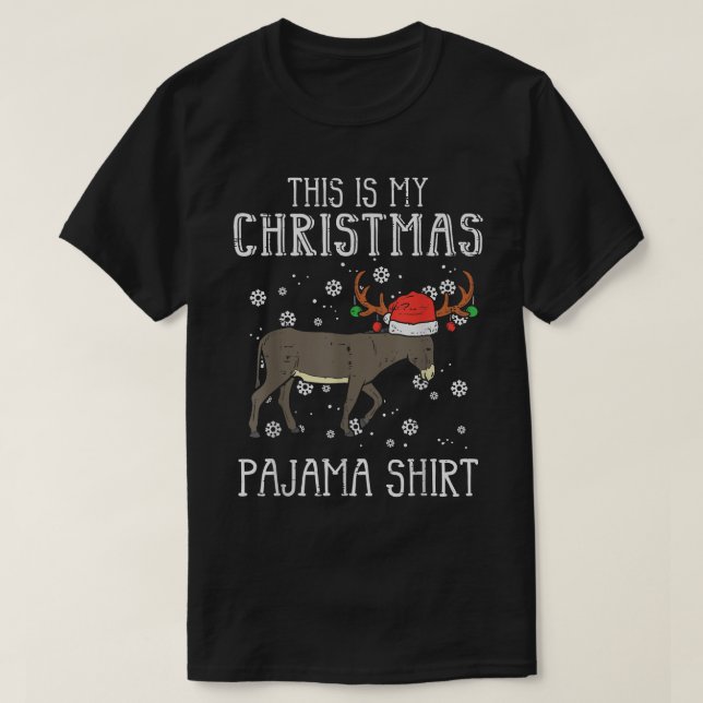 T-shirt C'Est Mon Pyjama de Noël Donkey Xmas PJ's Pajam (Design devant)