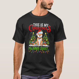 T-shirt C'Est Mon Pyjama De Noël Éclairage Akita Dog Xma