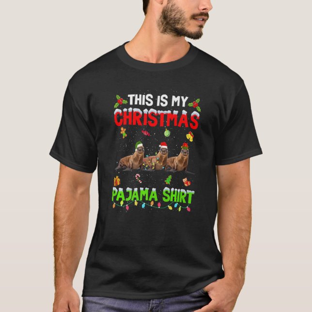 T-shirt C'est mon pyjama de Noël, Escouade de lions de mer (Devant)