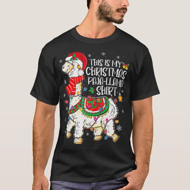 T-shirt C'Est Mon Pyjama De Noël Llama Père Noël (Devant)
