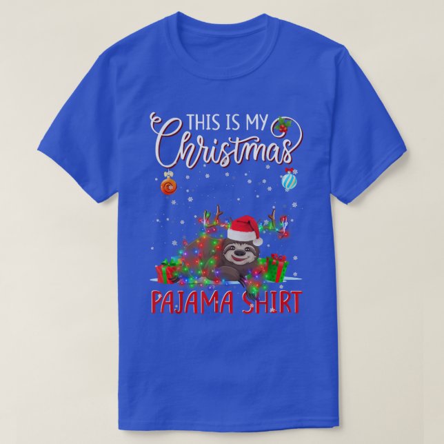 T-shirt C'est mon pyjama de Noël Sloth Christmas Light (Design devant)