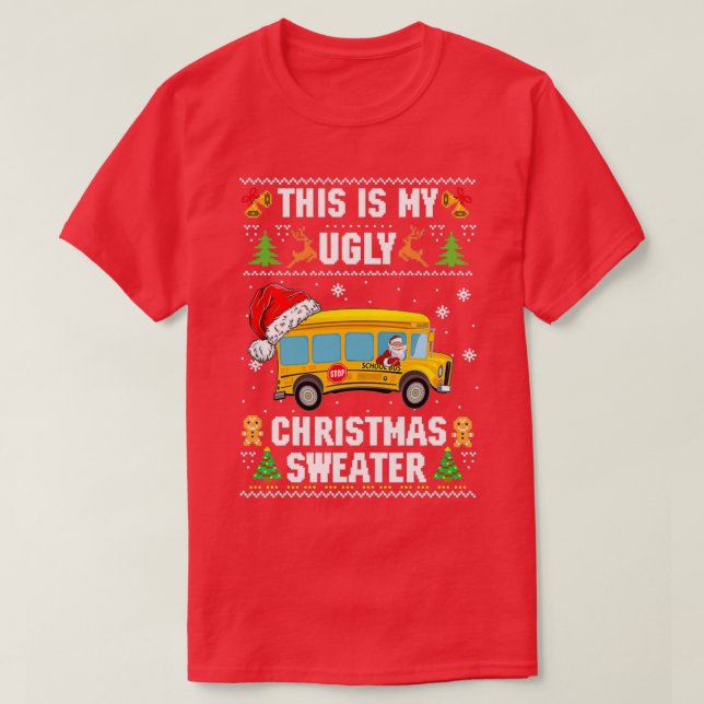 T-shirt C'Est Mon Vilain Sweet Christmas School Bus Drive (Design devant)