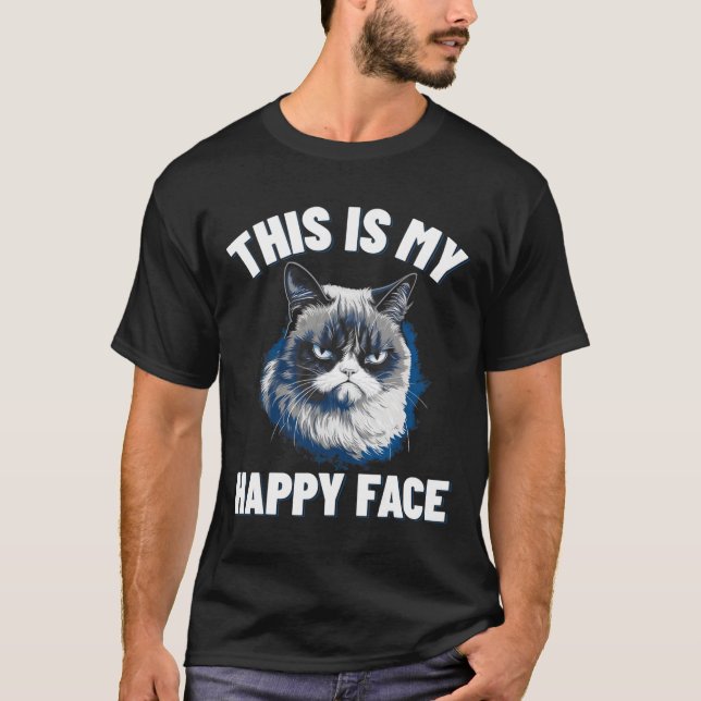 T-shirt C'Est Mon Visage Heureux - Chat Drôle Avec Le Visa (Devant)
