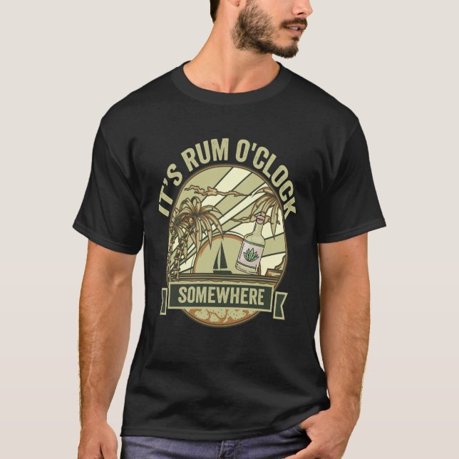 T-shirt C'est Rum O'clock Quelque part Drôle Vacances Vint (Devant)