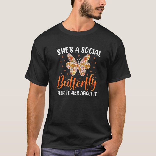T-shirt C'est un papillon monarque social (Devant)