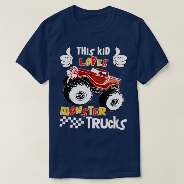 T-shirt Cet Enfant aime les camions monstres (Design devant)