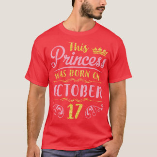 T-shirt C'Était Né Le 17 Octobre Joyeux Anniversaire Pour