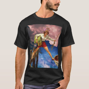 T-shirt Cette fille adore pêcher avec son mari