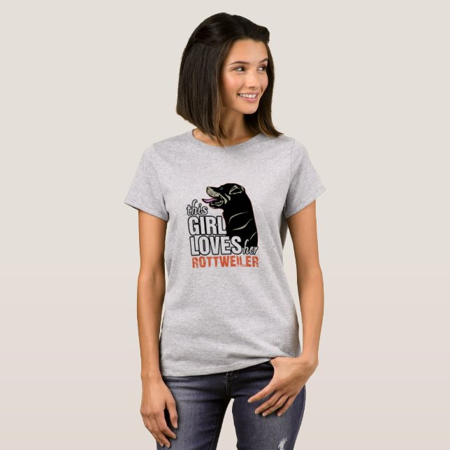 T-shirt Cette fille adore son Rottweiler (Devant entier)