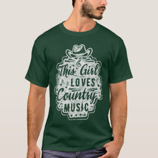 T-shirt Cette fille aime la musique country Notes Amis de 