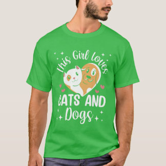 T-shirt Cette Fille Aime Les Chats Et Chiens La Famille Am