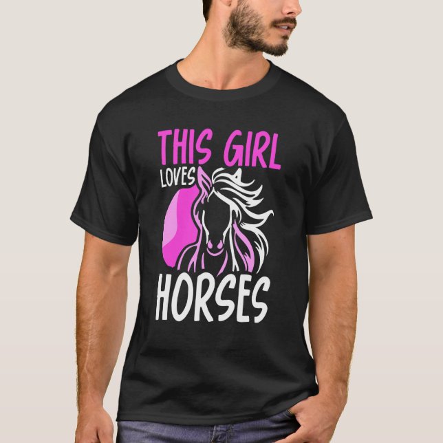T-shirt Cette Fille Aime Les Chevaux Maman Riding Cheval R (Devant)