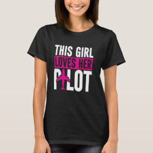 T-shirt Cette Fille Aime Sa Pilote Femme Airman Girlfriend