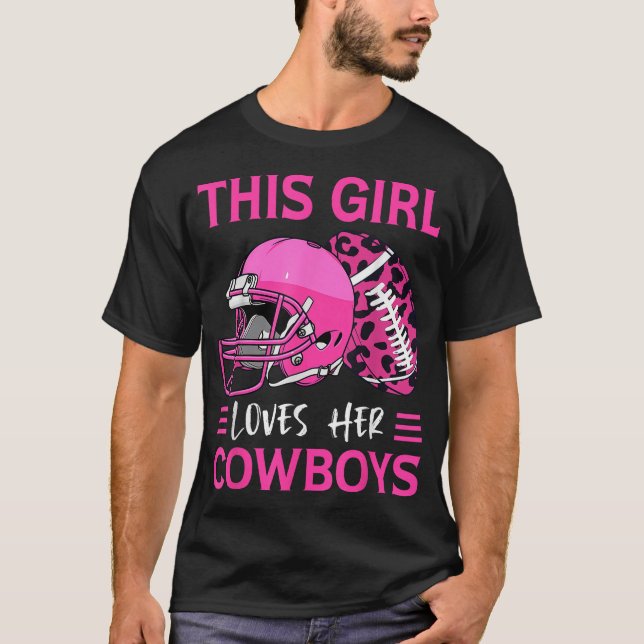 T-shirt Cette Fille Aime Ses Cowboys Football Américain (Devant)