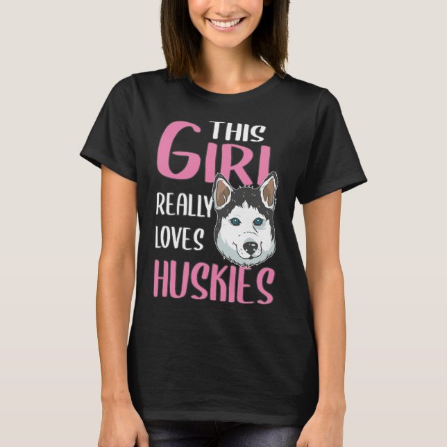 T-shirt Cette Fille Aime Vraiment Les Huskies (Devant)