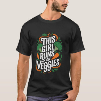 T-shirt Cette Fille Court Aux Légumes, Végétalisme Nourrit