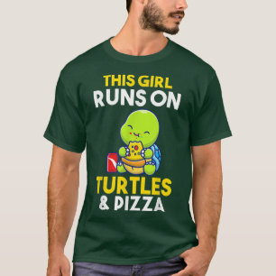 T-shirt Cette fille court sur la pizza et les tortues T-sh