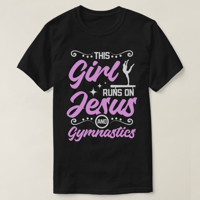 T-shirt Cette fille court sur le jésus et la gymnastique (Design devant)
