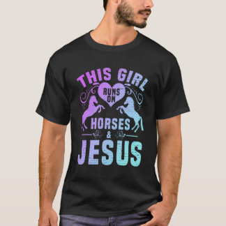 T-shirt Cette Fille Passe Sur Les Chevaux Et Jésus