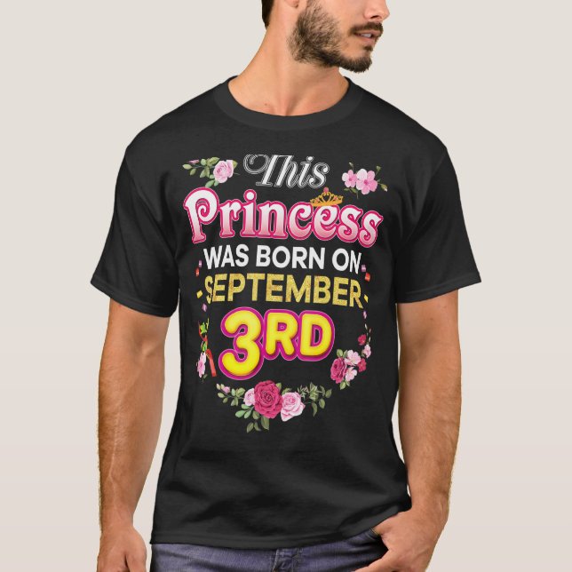 T-shirt Cette Princesse Est Née Le 3 Septembre 3 Happy Bi (Devant)