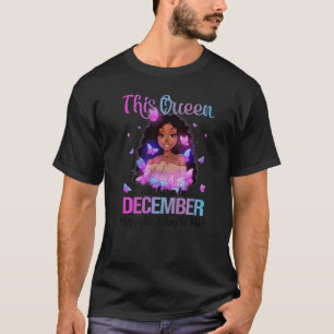 T-shirt Cette Reine Est Née En Décembre Black Afro Girl Bi
