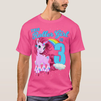 T-shirt Cette Roller Girl Est 3 Roller Patinage Unicorn Na