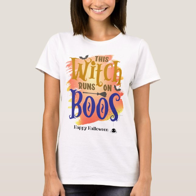 T-shirt Cette Sorcière Fonctionne Sur Boos Halloween (Devant)
