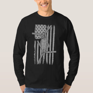 T-shirt CH47 Chinook Hélicoptère Militaire Drapeau América