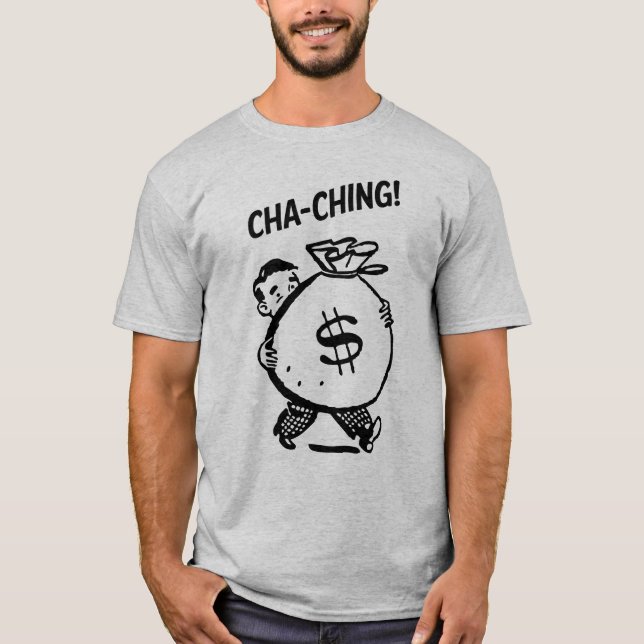 T-shirt Cha-Ching Retro Man Money Bag Revendeur - Noir (Devant)