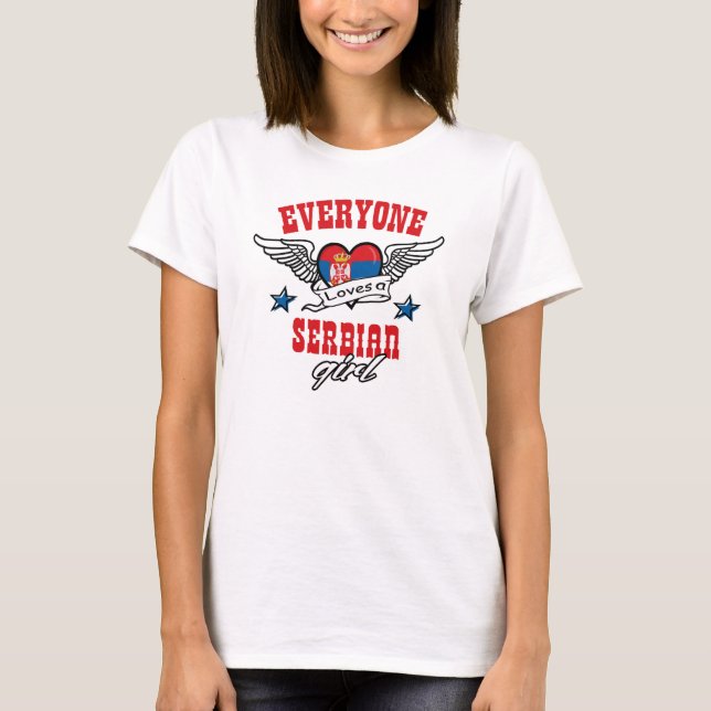 T-shirt Chacun aime une fille serbe (Devant)