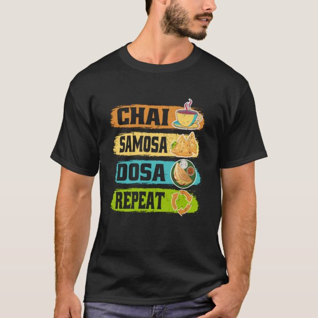 T-shirt Chai Samosa Dosa Tea Costume de Thé Répété (Devant)
