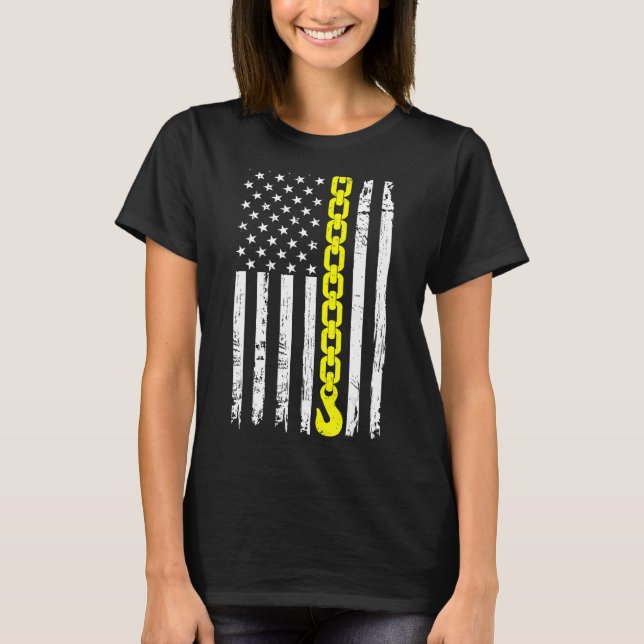 T-shirt Chaîne à mâchoires jaunes Drapeau Amérique USA Cam (Devant)