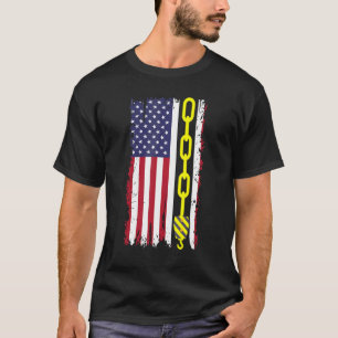 T-shirt Chaîne de remorque jaune Drapeau Amérique Tow Truc