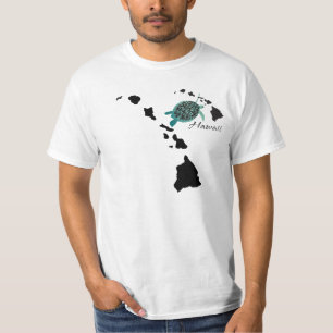T-shirt Chaîne d'îles d'Hawaï - tortue d'Oahu de baie d