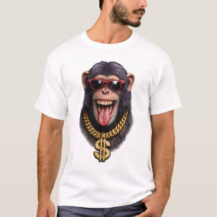 T-Shirt chaîne en or singe drôle – Style urbain co