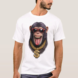 T-Shirt chaîne en or singe drôle – Style urbain co