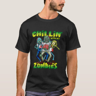 T-shirt Chaleur avec mes enfants Zombies Halloween Graphis