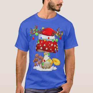 T-shirt Chambres de champignons Lumières Rindeer Santa Hat