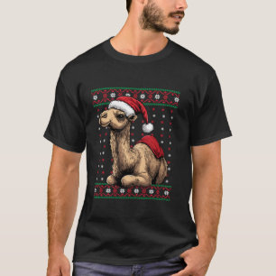 T-shirt Chameau de Noël moche Amant Santa Hat Funny Vacanc