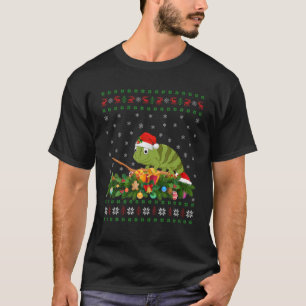 T-shirt Chameleon Animal Lover Santa Hat Ugly Chameleon Ch