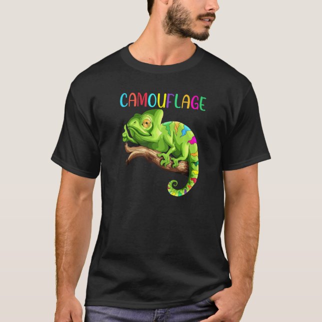 T-shirt Chameleon Reptiles Iguano Lizard Camouflage Terras (Devant)