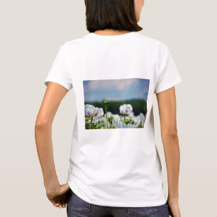 T-shirt Champ de fleurs, fleur de pavot somnifère.