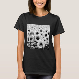 T-shirt Champ de tournesol - noir, blanc et gris