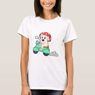 T-shirt Champignon comme motard avec Scooter.PNG