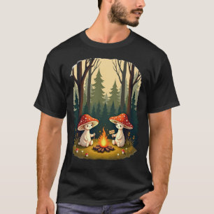T-shirt Champignon Rétro Feu de Camp Restez Positif Art